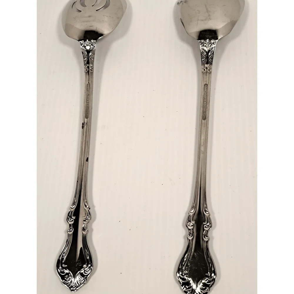 Reed & Barton Shubert Stainless 18/10 Salad Serving Set 2pc Silver 11.25